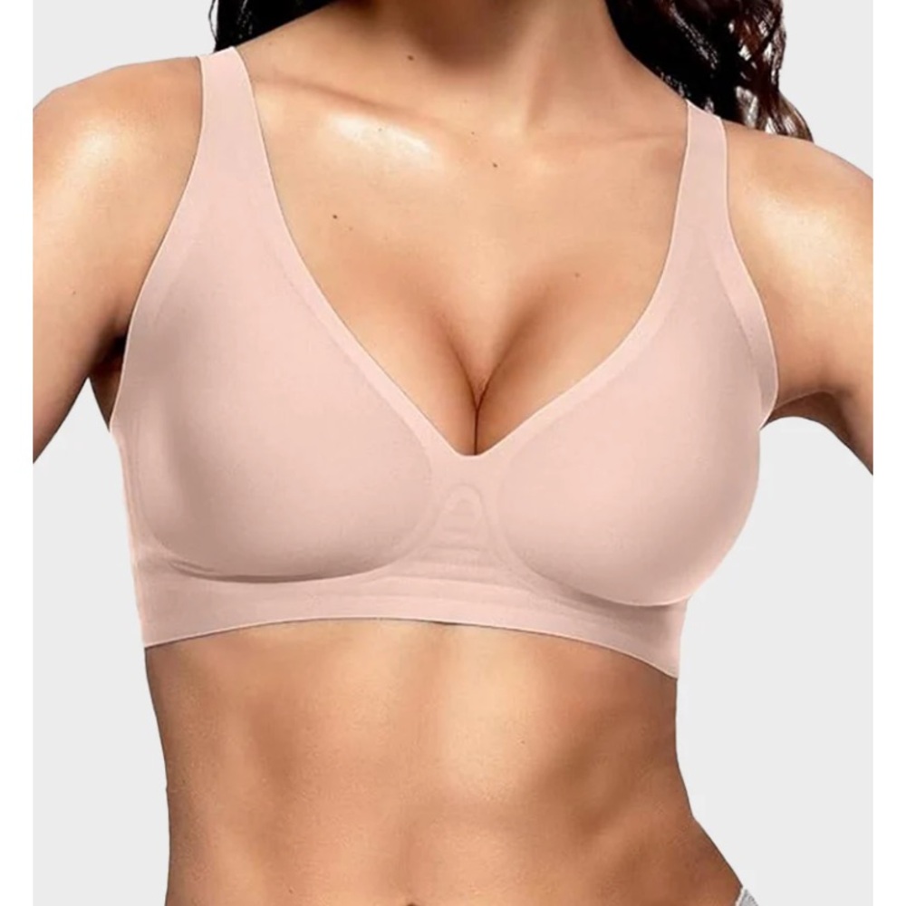 Shecurve Seamless Deep V Push-up Wireless Bra Nude/Pink